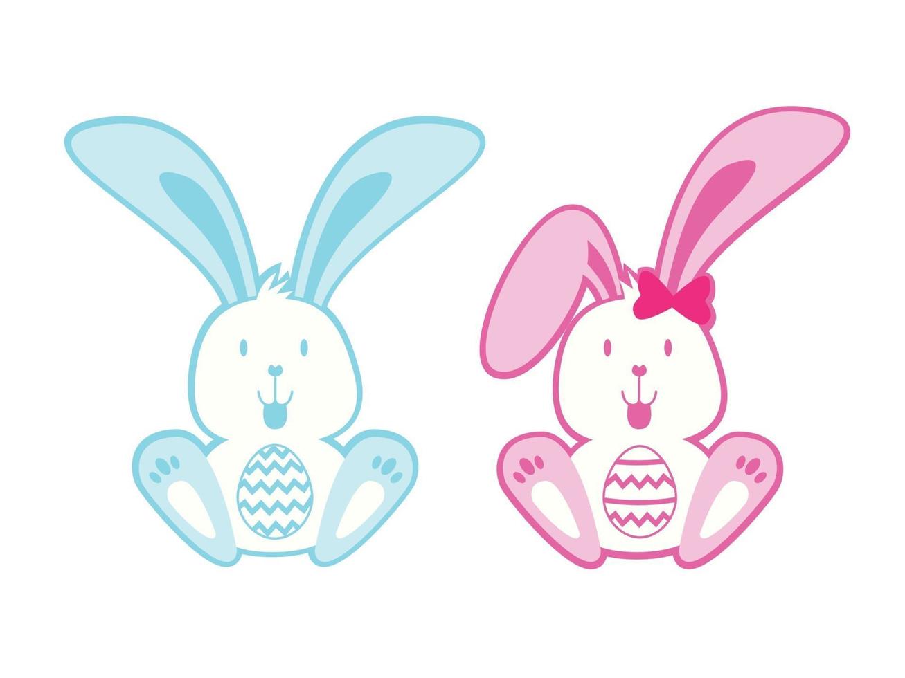 Happy Easter Rabbits, Easter design. Vector illustration.