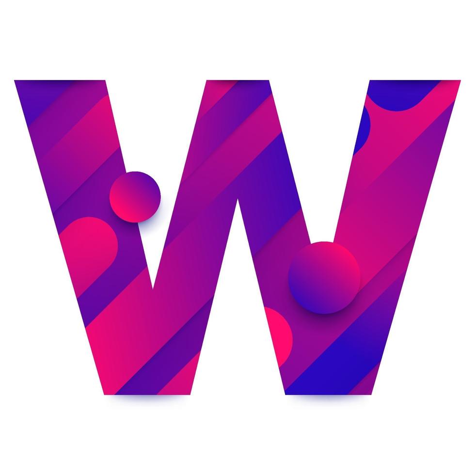 Alphabet letter with abstract gradient background. Letter W vector