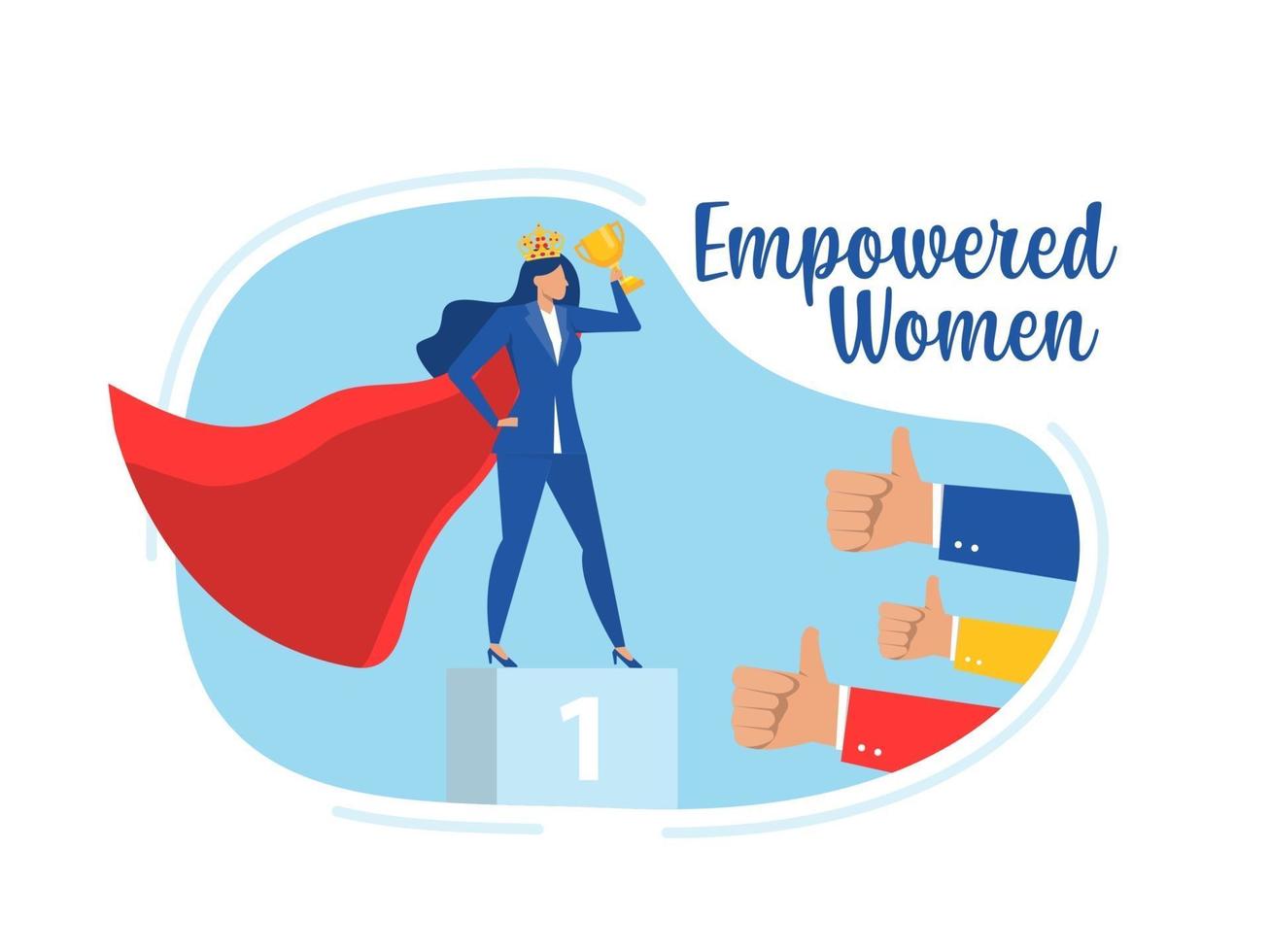 Businesswoman success with empowered woman. Victory. Success. Leadership Career Concept vector