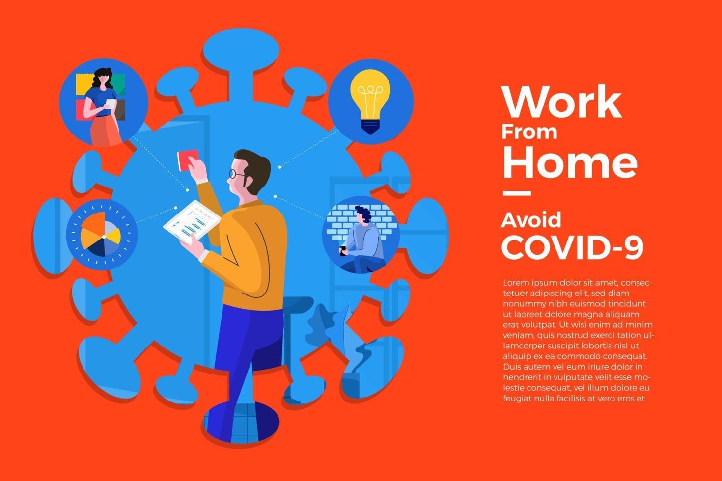 Working from home to avoid COVID-19 vector