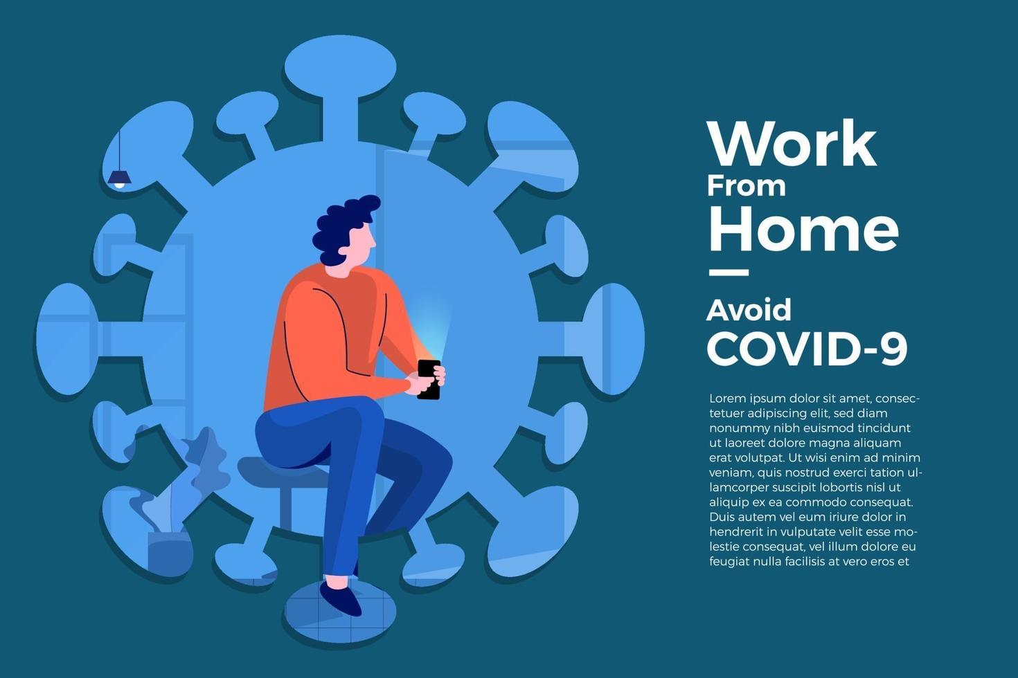 Working from home to avoid COVID-19 vector