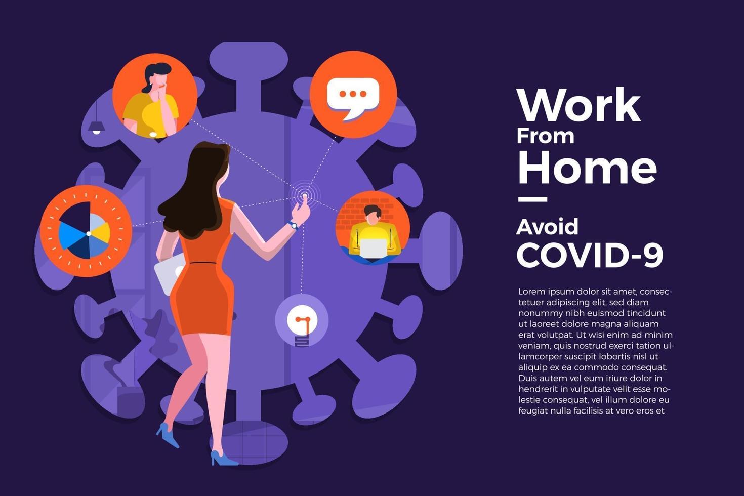 Working from home to avoid COVID-19 vector