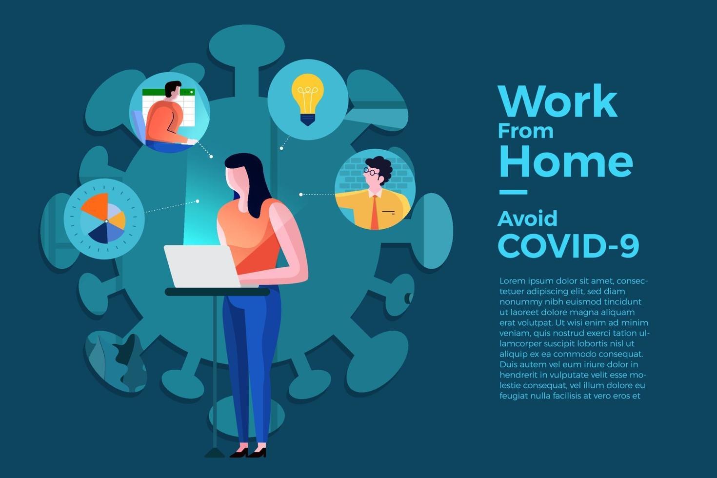 Working from home to avoid COVID-19 vector