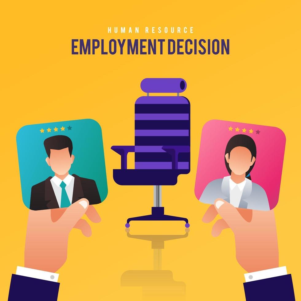 HR decision to hire one of two applicants vector