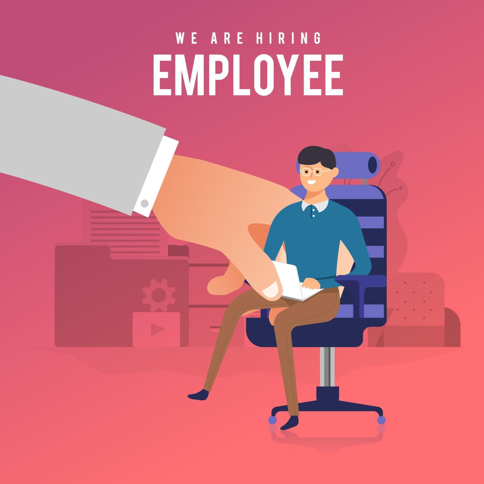 HR places new employee in chair 2162963 Vector Art at Vecteezy