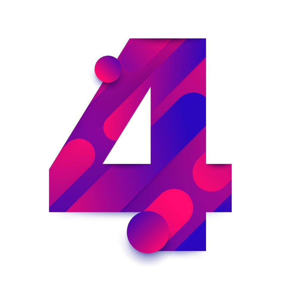 Number with abstract gradient background. Number 4 vector