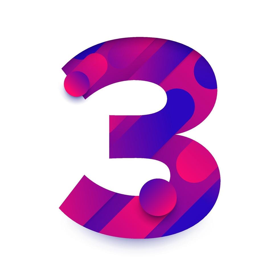 Number with abstract gradient background. Number 3 vector