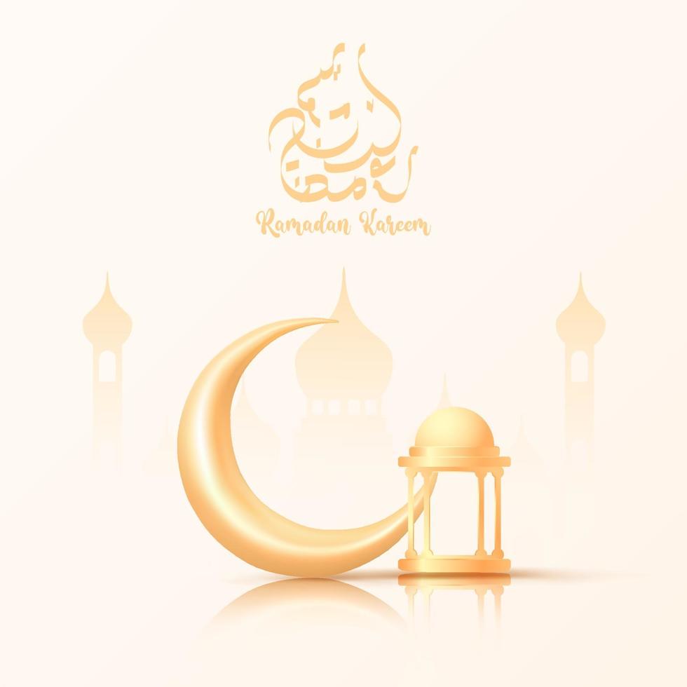 Ramadan kareem background with crescent moon and lantern. Ramadan greeting card or banner design template. vector