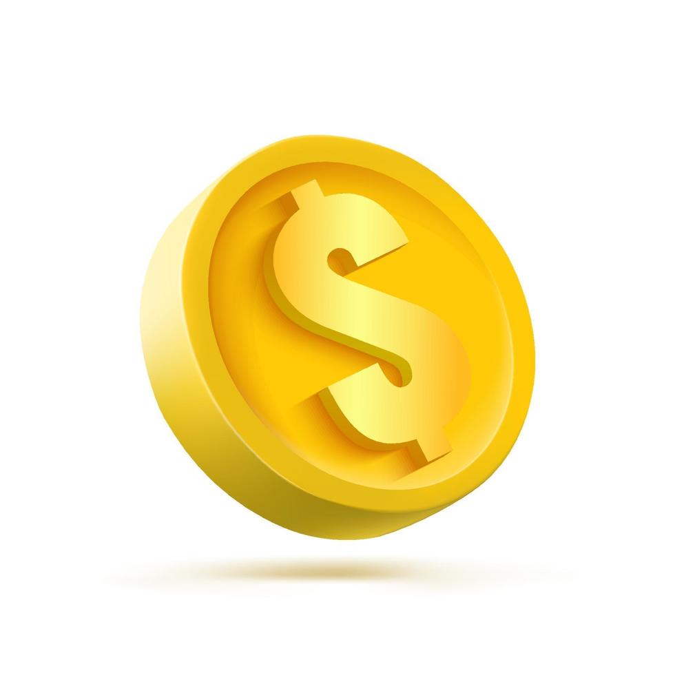 3d gold coin isolated on a white background vector