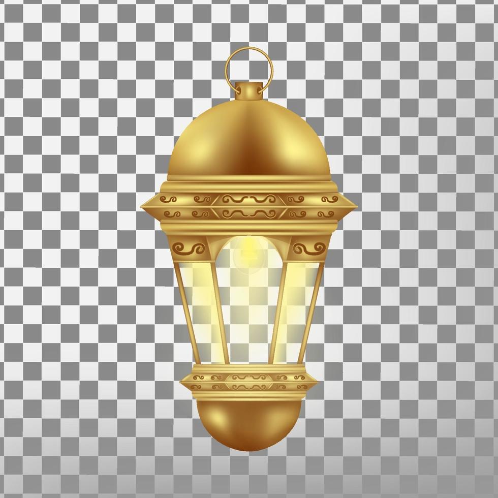 vintage gold lantern isolated. realistic vector illustration.