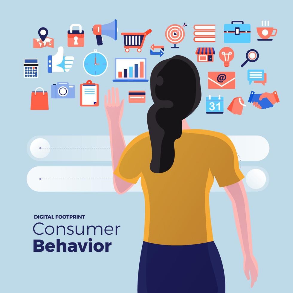 Consumer behavior analysis icons vector