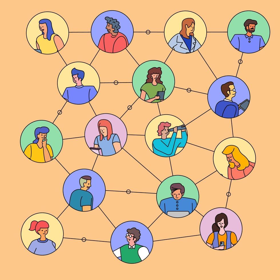 People connecting in chat balloons vector