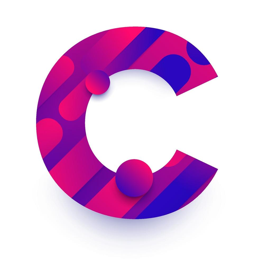 Alphabet letter with abstract gradient background. Letter C vector