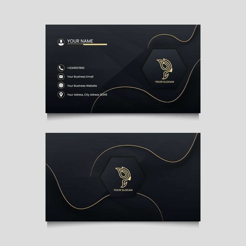 elegant business card template in golden style vector