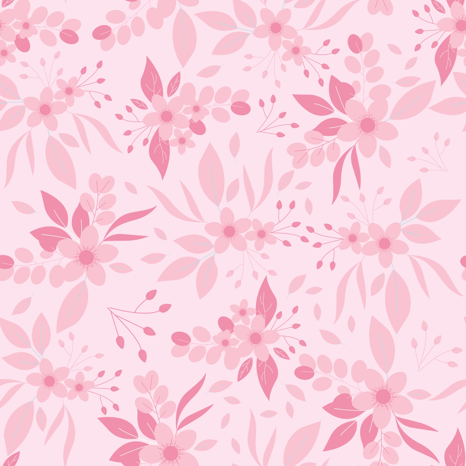 Monotone pink flowers seamless pattern. Pink floral print. 2163067