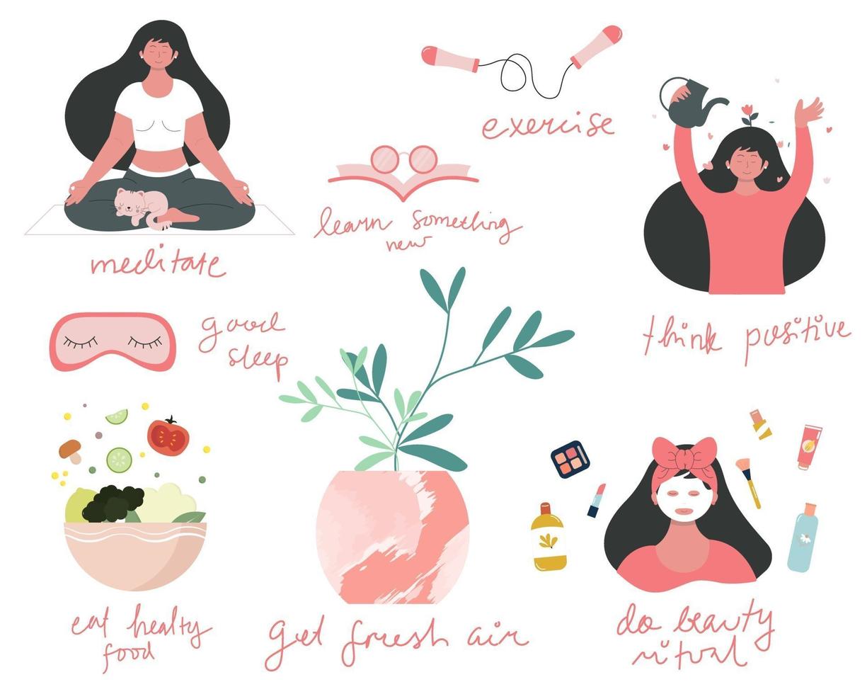 Self care and self love concept illustration. vector