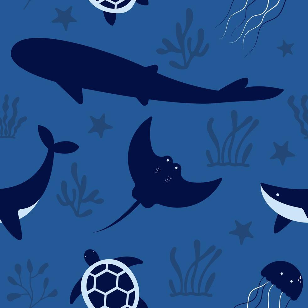 Deep ocean vibes seamless pattern vector