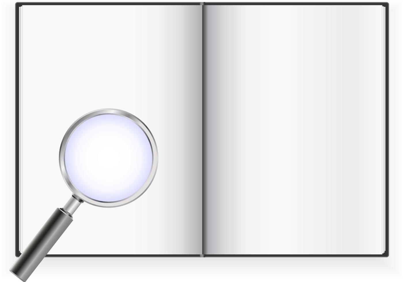 book open with magnifying glass vector