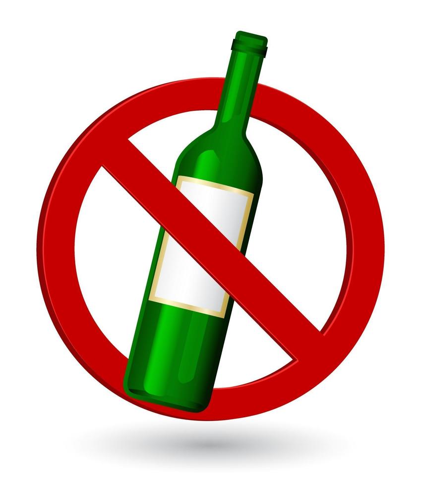 bottle of wine stop sign vector