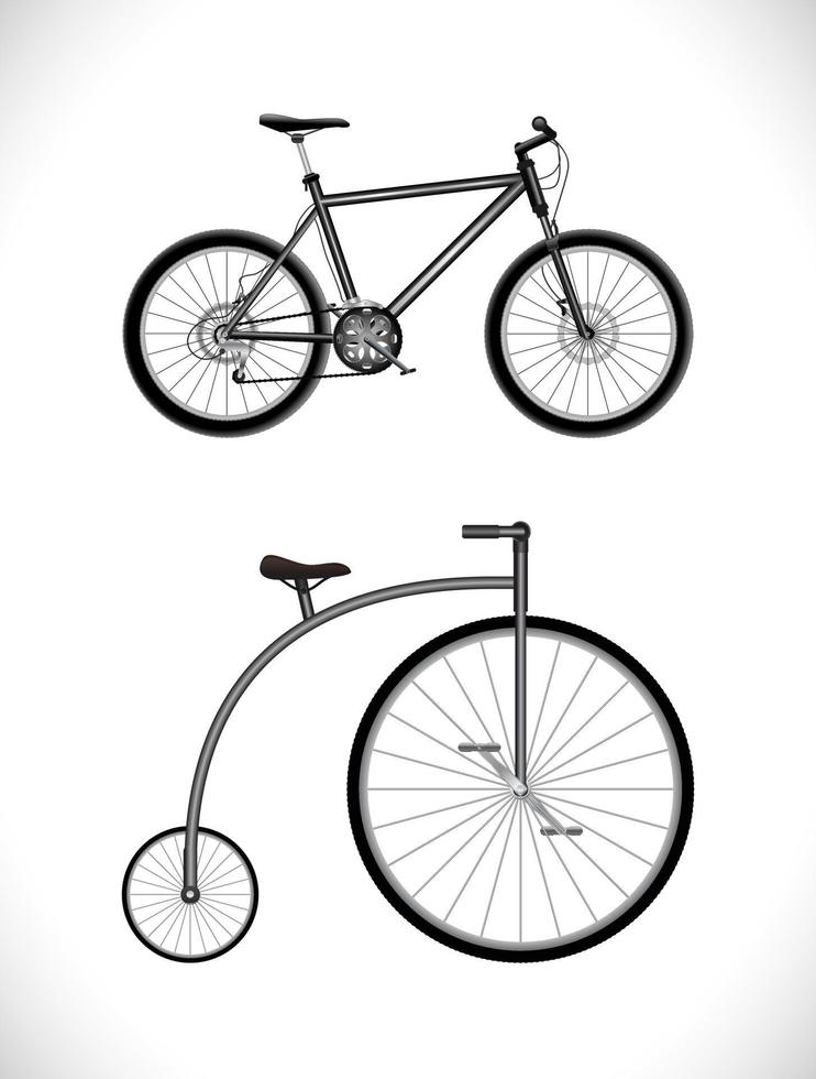 bicicleta moderna y antigua vector