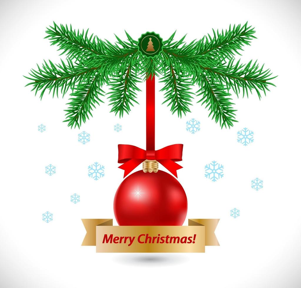 fir tree with christmas ball banner vector