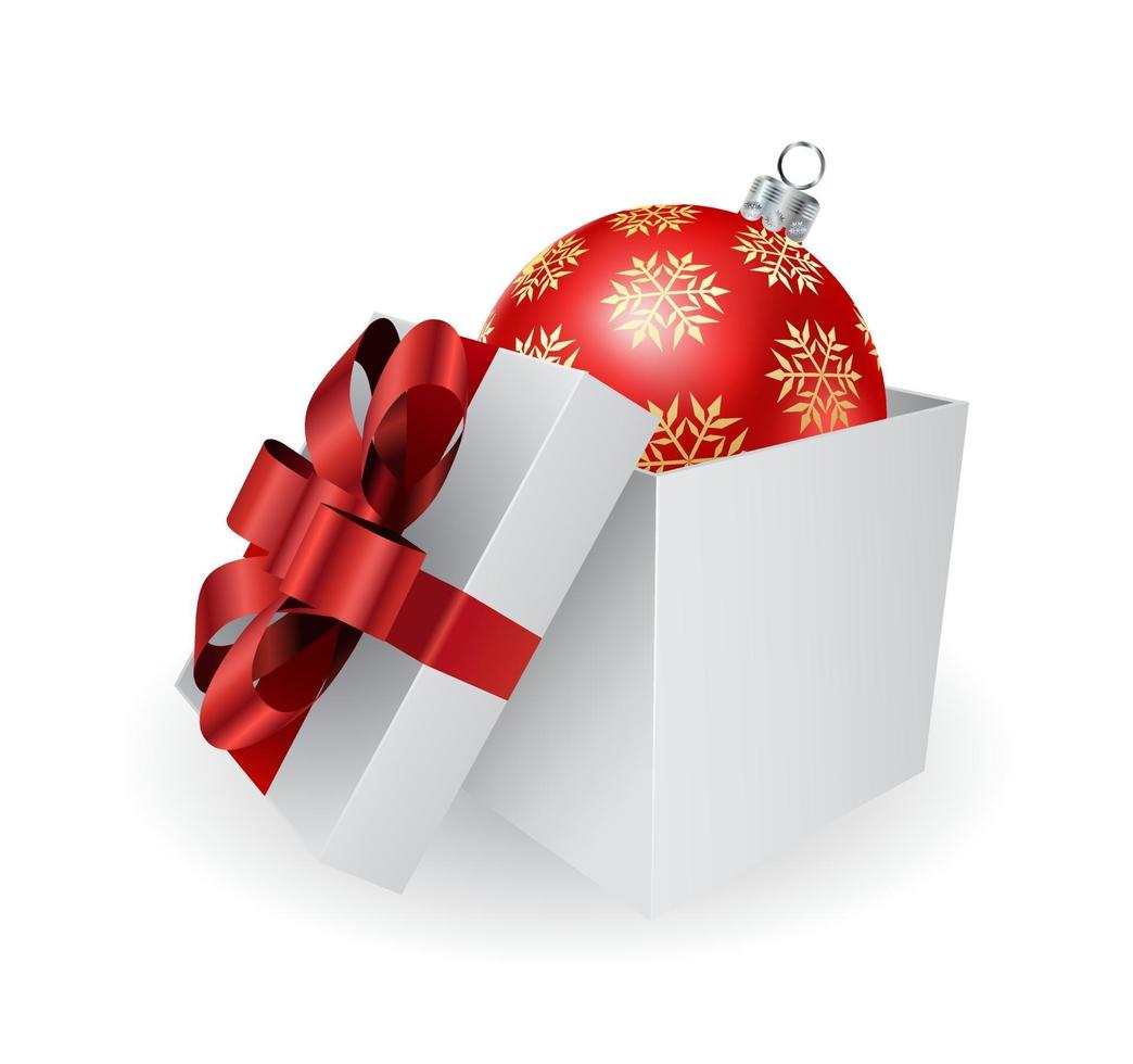 gift box with christmas ball vector