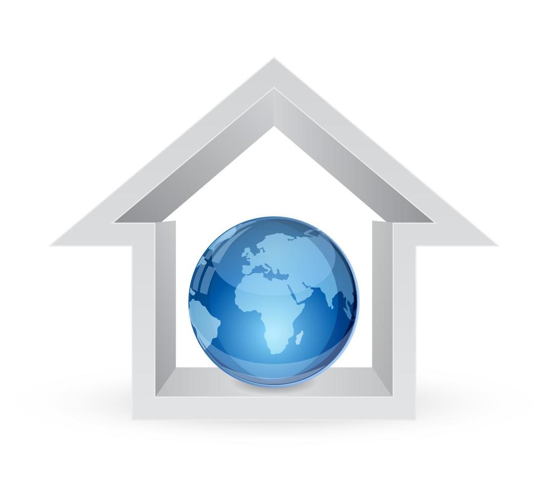 house with globe vector