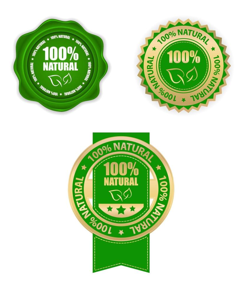 natural product green label set vector