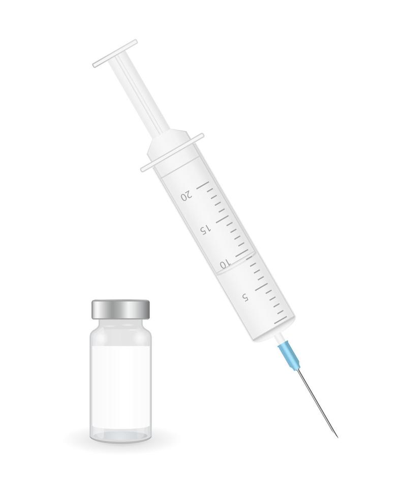 vaccine bottle with syringe vector