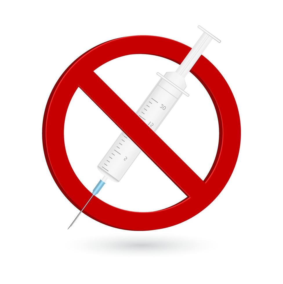 syringe stop warning sign 3d icon isolated on white vector
