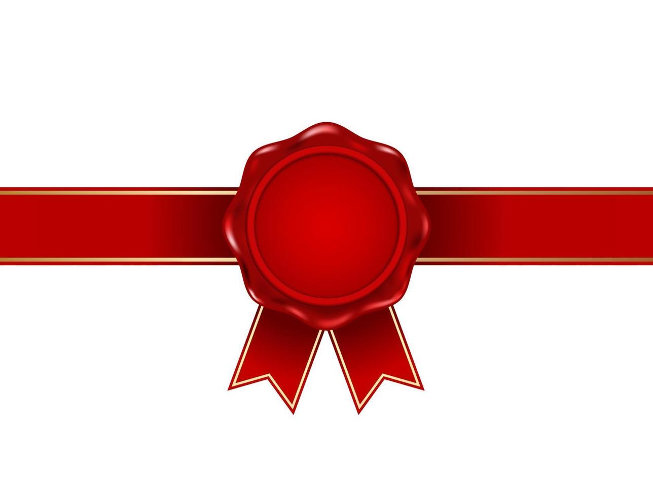 red wax seal stamp with ribbon 3d icon vector