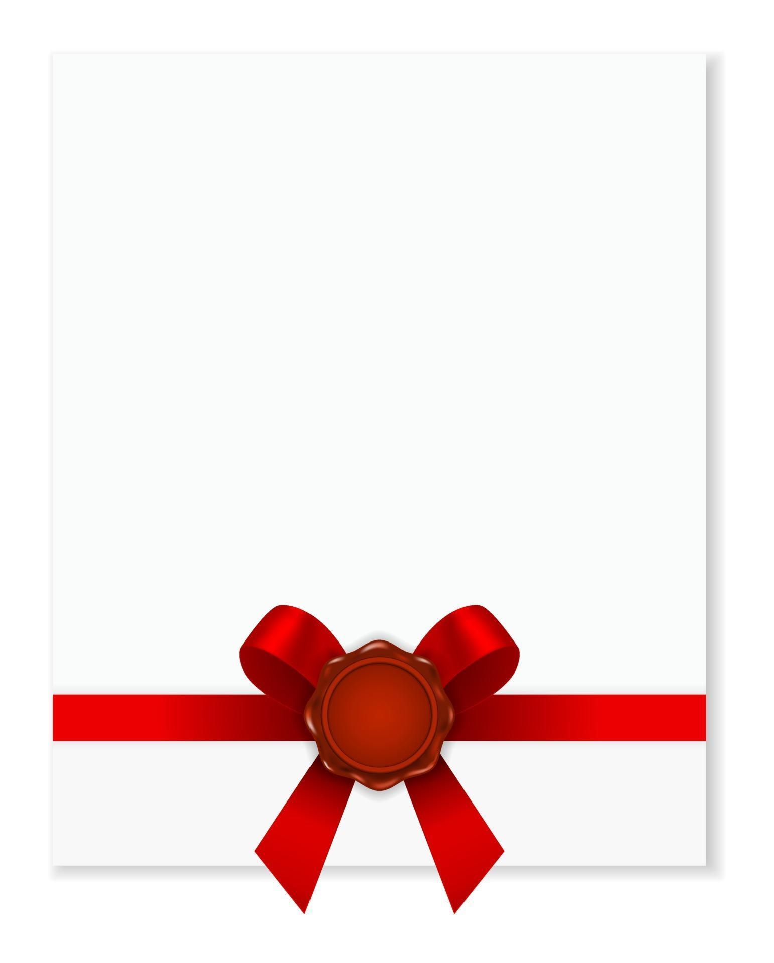 wax seal with red bow ribbon on paper page document icon 2163330 Vector