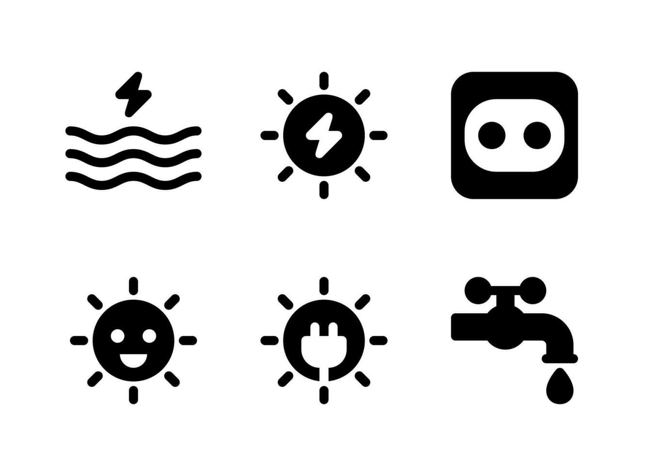 Simple Set of Energy Related Vector Solid Icons