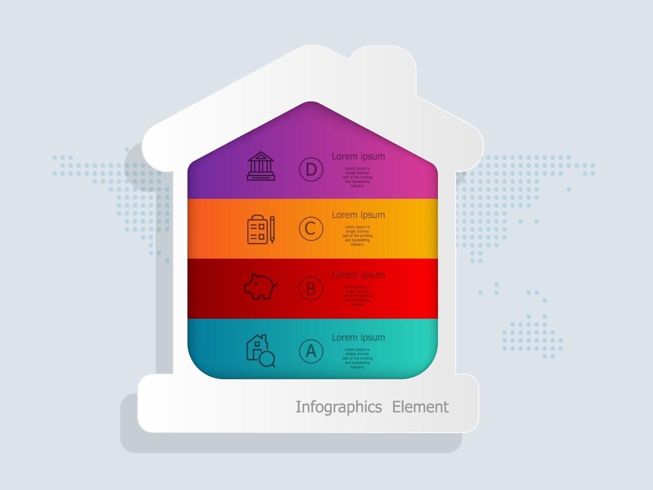 Plantilla de elementos de infografías de finanzas domésticas para negocios y presentaciones vector