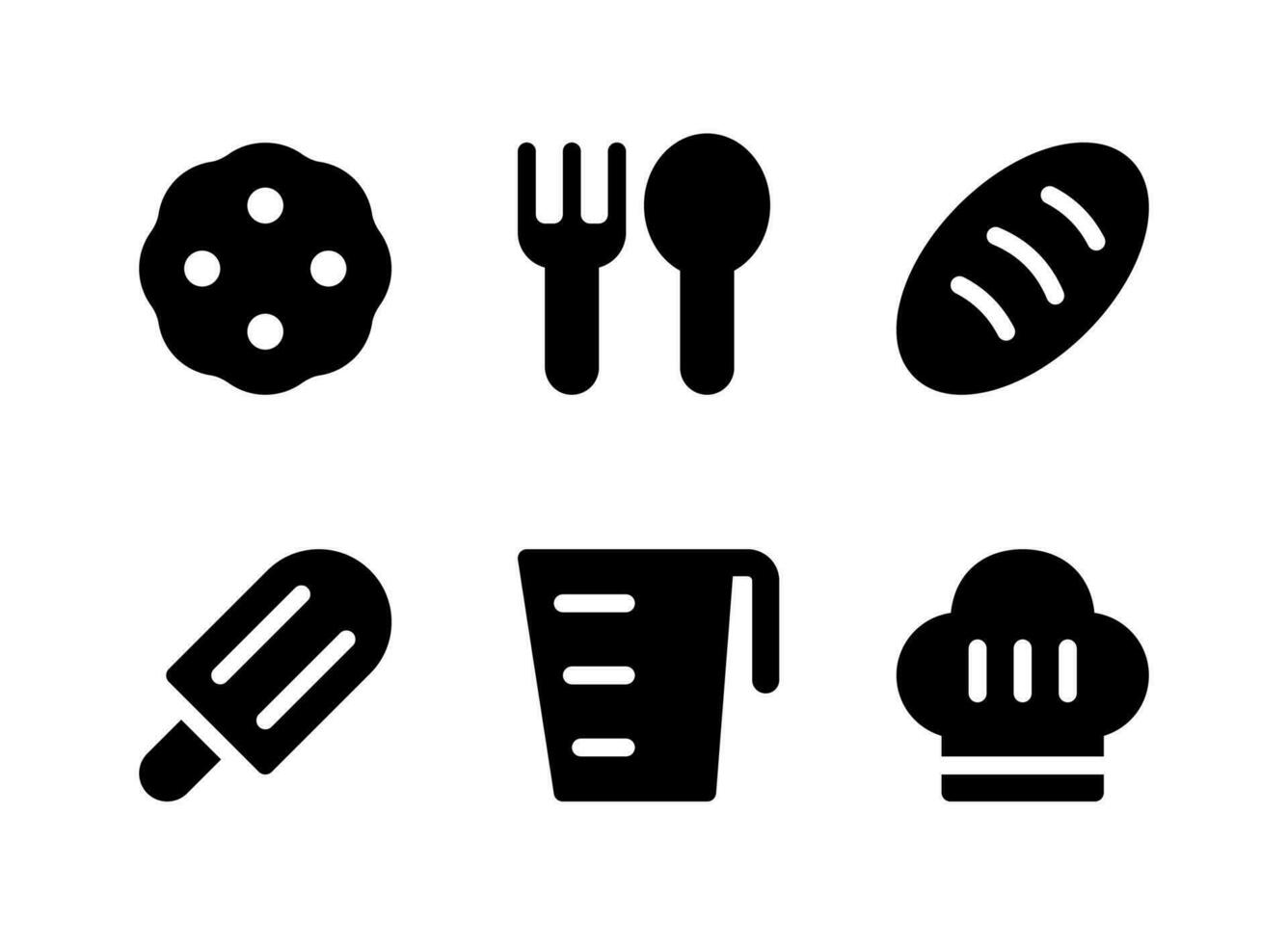 conjunto simple de iconos sólidos vectoriales relacionados con comida y bebida vector