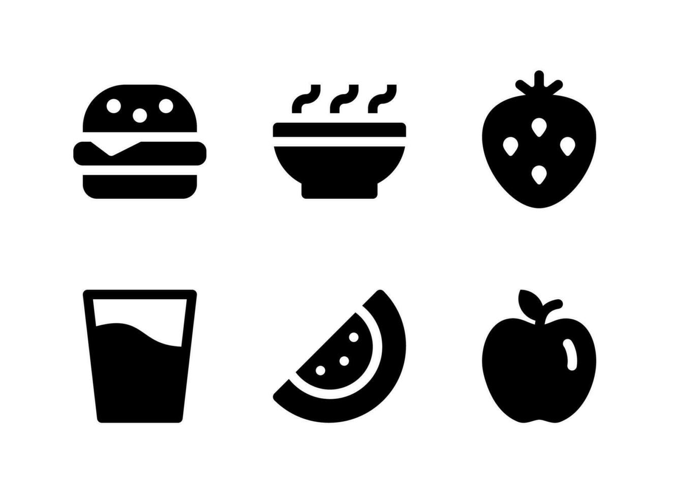 conjunto simple de iconos sólidos vectoriales relacionados con comida y bebida vector