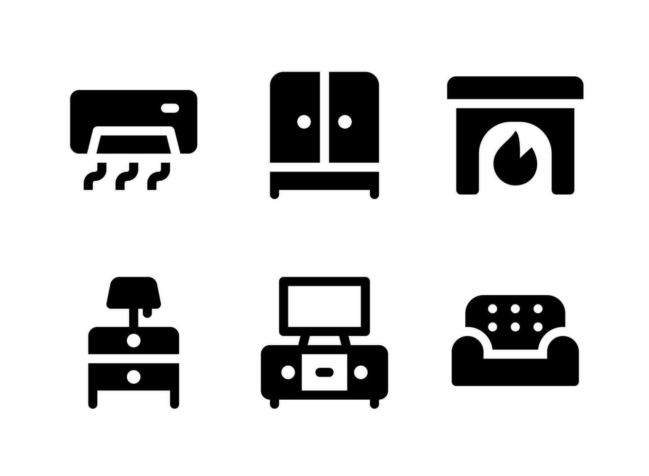 conjunto simple de iconos sólidos vectoriales relacionados con muebles vector