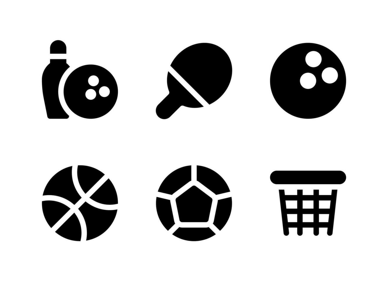 simple conjunto de iconos sólidos vectoriales relacionados con el deporte vector