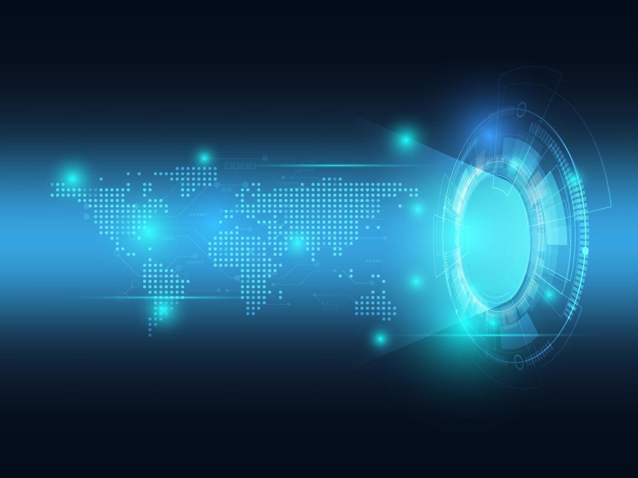 abstract futuristic blue technology with world map vector