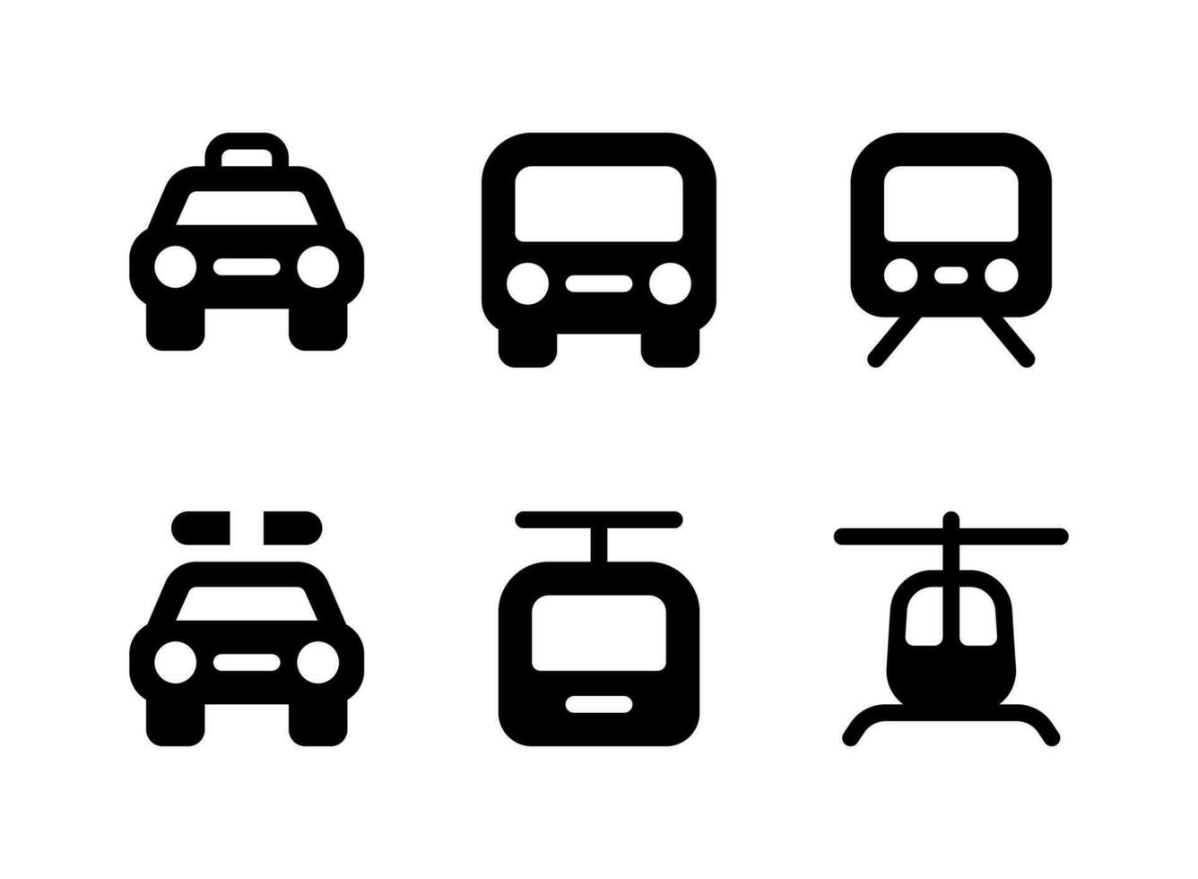 conjunto simple de iconos sólidos vectoriales relacionados con el transporte vector