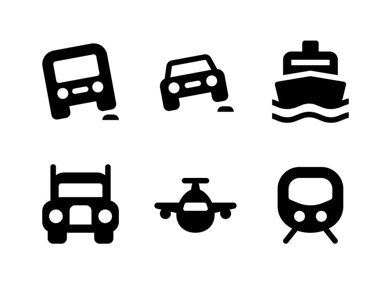 conjunto simple de iconos sólidos vectoriales relacionados con el transporte vector