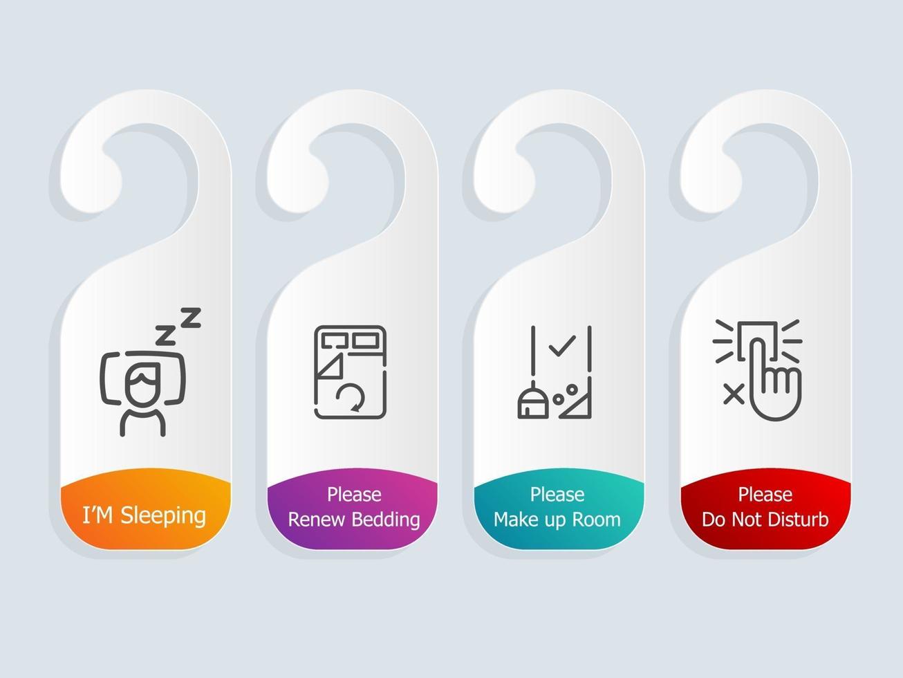 hotel room services label with icons vector