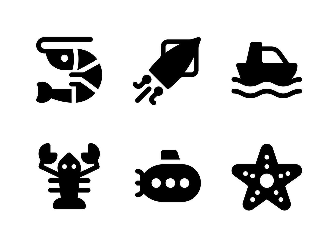 Simple Set of Maritime Related Vector Solid Icons