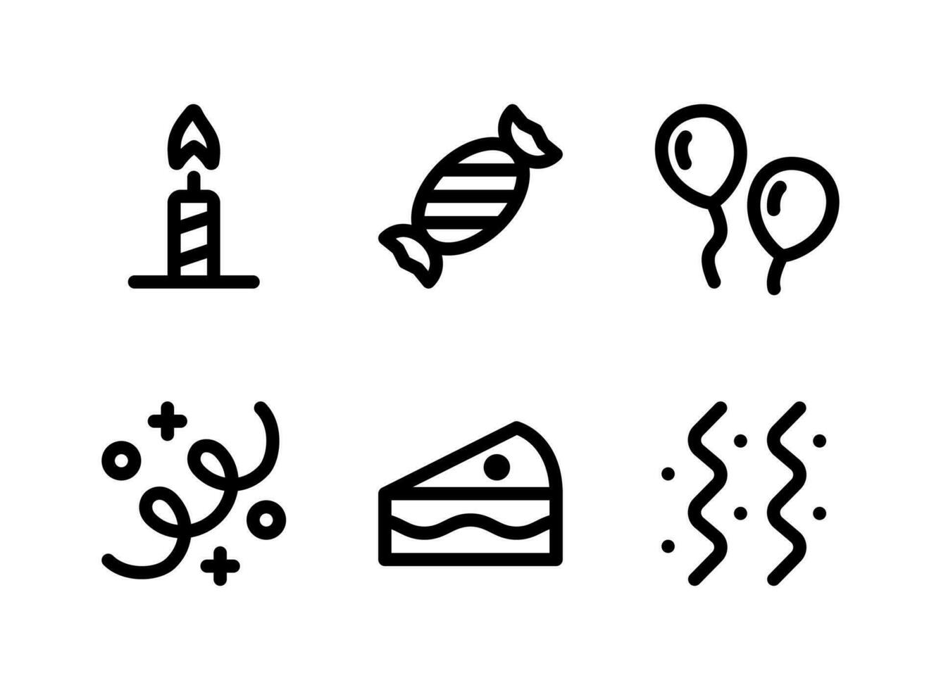 conjunto simple de iconos de línea de vector relacionados con cumpleaños