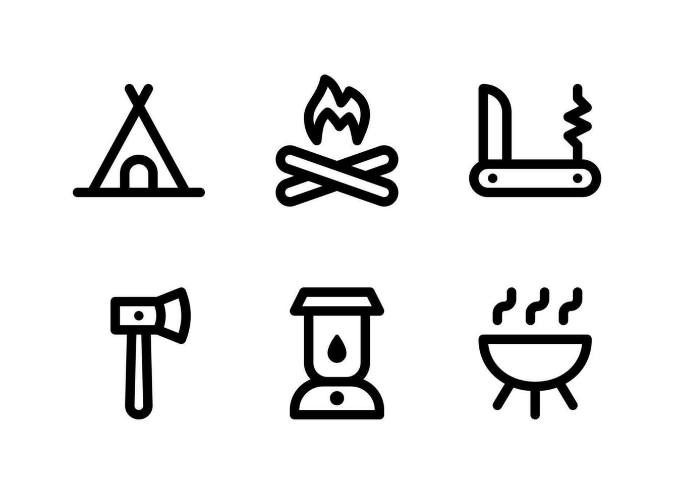 Simple Set of Camping Related Vector Line Icons