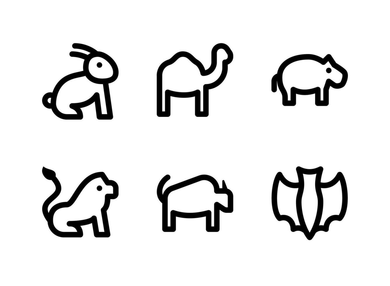 conjunto simple de iconos de líneas vectoriales relacionadas con animales vector