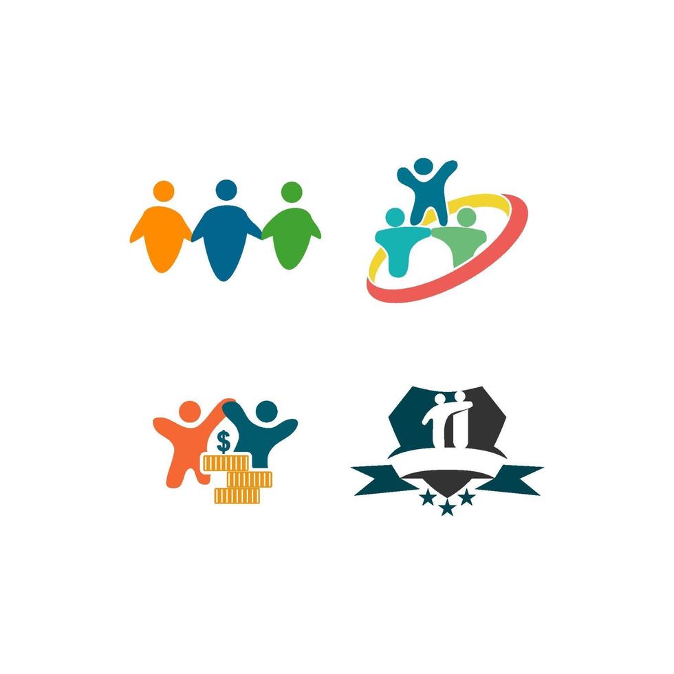 Commitment Teamwork Together Business Illustration Logo Set vector