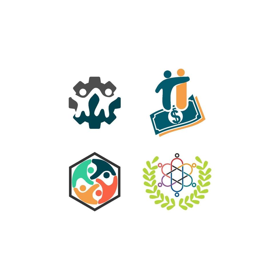 Commitment Teamwork Together Business Illustration Logo Set vector