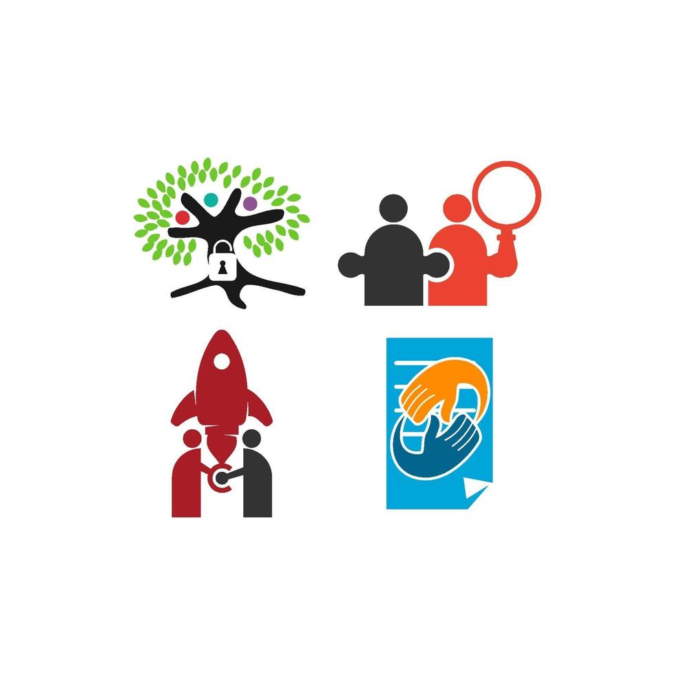Commitment Teamwork Together Business Illustration Logo Set vector