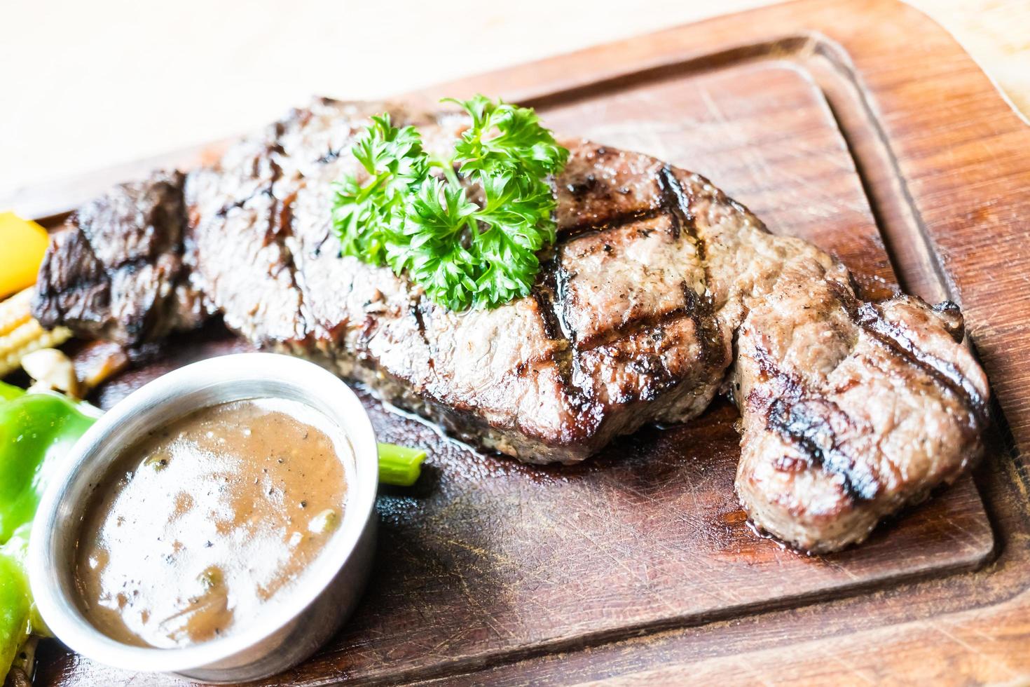 Grilled beef steak photo